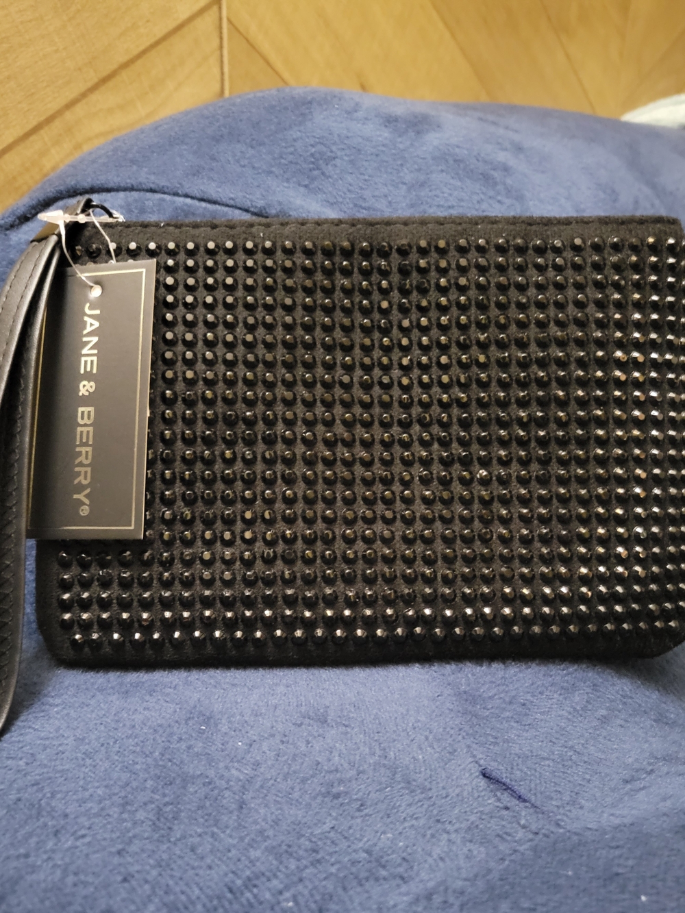 Jane & Barry Black Beaded Zippered Wristlet
